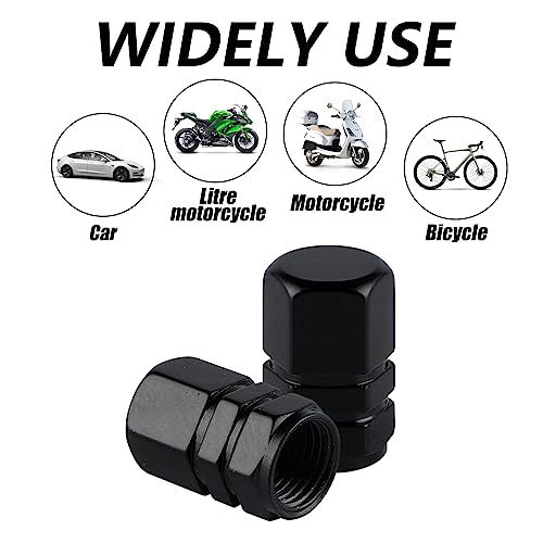 alpmosn Aluminum Tire Stem Valve Caps Wheel Valve Covers Car Dustproof Tire Cap Cover Accessories, Universal for SUV, Car, Bike and Motorcycle, Hexagon Shape (4PCS Black) - color: Black