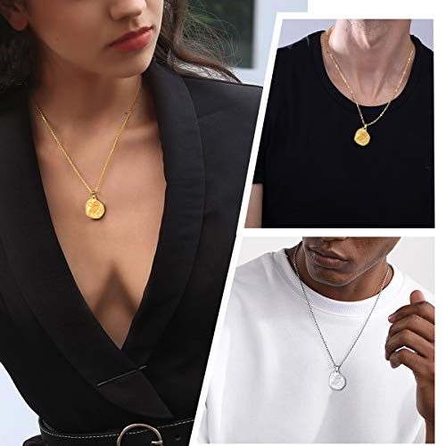 ChicSilver Coin Necklace Sterling Silver Vintage Round Circle Disc Dainty Coin Pendant Necklaces for Women - color: Style C - Gold