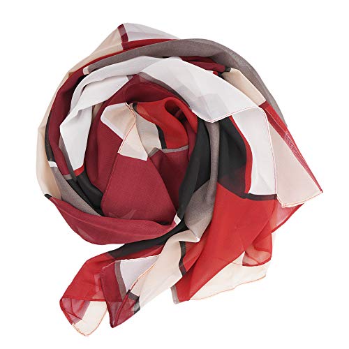 YOUR SMILE Ladies/Women's Lightweight Floral Print/Solid Color mixture Shawl Scarf For Spring Summer season - color: Check/Red Black