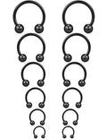 Ruifan 16G Surgical Steel CBR Nose Septum Horseshoe Earring Eyebrow Tongue Lip Nipple Helix Tragus Piercing Ring 6-16mm - color: 6PRS - Black