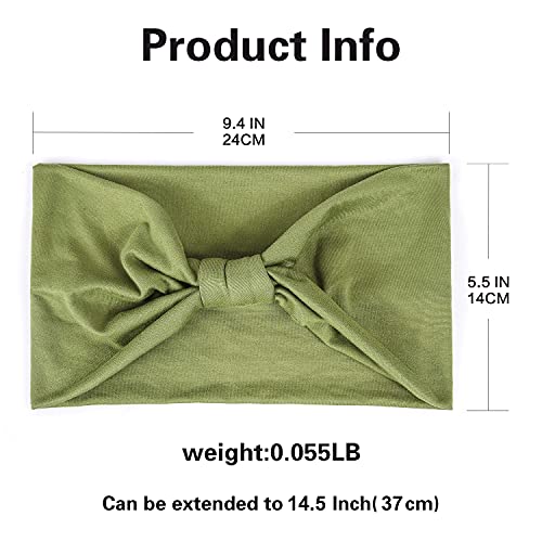GiLi 6 Pack Wide Headbands for Women Non Slip Soft Elastic Hair Bands Yoga Running Sports Workout Gym Head Wraps, Knotted Cotton Cloth African Turbans Bandana (with 6 Pcs Hair Ties) - color: 6 Color (Black+Brown+Red+Green+Blue+Pink)