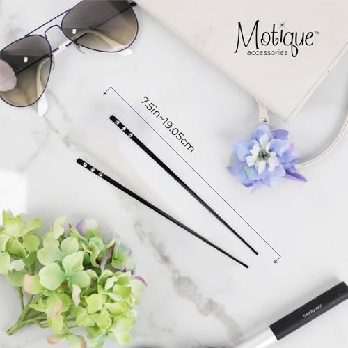 Set of 2 Hair Sticks with 3 Diamonds Chopsticks - Black - color: Black
