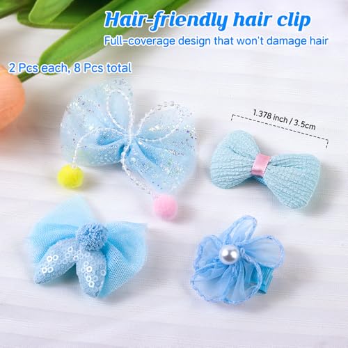 400 Pcs Baby Girls Hair Accessories Set,Baby Girls Hair Ties,Flower Bows Rubber Bands,Hair-friendly Hair Clip,Soft Elastic Hair Bands,Claw Clip(Blue) - color: Blue