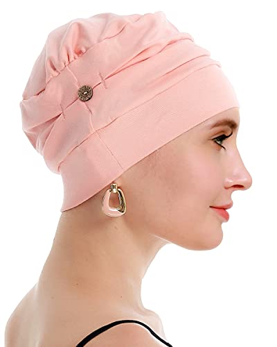 osvyo Cotton Chemo Turbans for Women Cancer Hairloss hat - Cotton Lightweight Headwear Sealed Packaging - color: Cotton Hot Pink