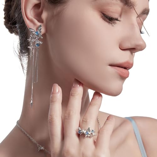 Stylish long tassel earrings Elegant butterfly pendant earrings for women (M2935-1)