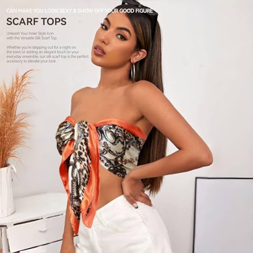 Head Scarf for Women Hair - 2 Pack 35" Square Satin Scarf, Silk Hair Scarf for Women Head Wrap for Sleeping - color: Tangerine & Fuchsia