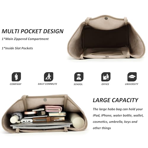 TANTOMI Tote Bag for Women Vegan Leather Purses and Handbags Ladies Waterproof Big Shoulder Bag for Travel - color: Beige