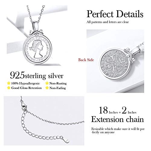 ChicSilver Coin Necklace Sterling Silver Vintage Round Circle Disc Dainty Coin Pendant Necklaces for Women - color: Style B - Silver