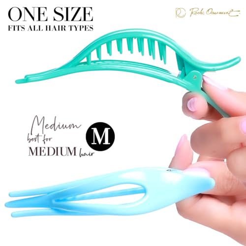 RC ROCHE 6 Pcs Flat French Claw Hair Clips For Women Thick Curly Hair Barrettes Duckbill Concord Side Slide Extra Hold Curved Eyelet Strong Hold Grip, Medium Pastel Multicolor - color: Candy