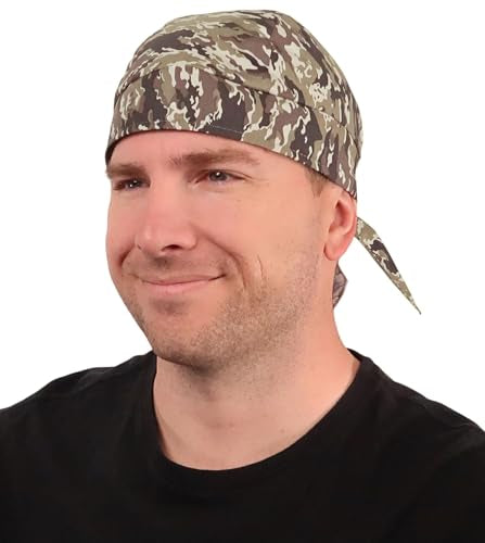 Sparkling EARTH - American Made Skull Caps Doo Rags Do Rag Durag Headwrap Head Wraps Skullies - Made in The USA! - color: Combat Camouflage - Green, Brown and Black