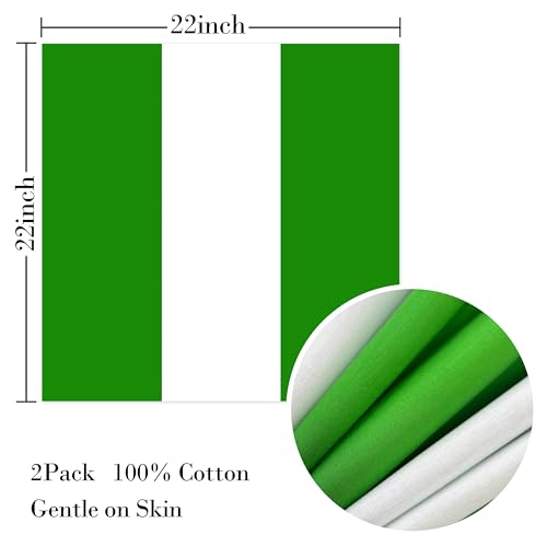 WEITBF 2 Pack Nigeria Flag Bandana Nigerian Scarf Bandanas Headband - 100% Cotton, 22 x 22 inch