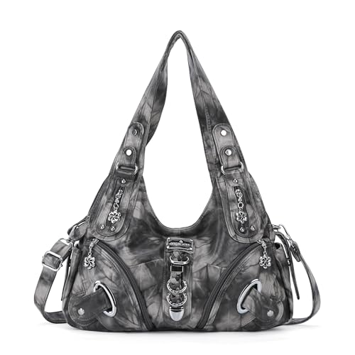 Angelkiss Hobo Purses and handbags for Women Satchel Handbag Women Purses Large Daily Shoulder Bags | Purses - color: Black/Grey-g