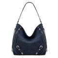 Wrangler Large Hobo Purses and Handbags for Women with Buckle and Fringe Zipper Faux Suede Shoulder Bag - color: Navy