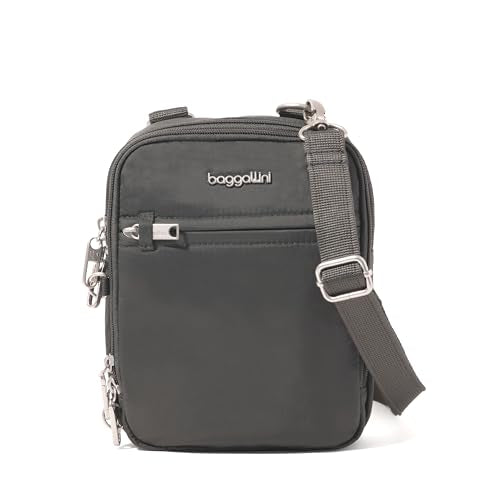 Baggallini Securtex® Anti-theft Mini Everything Crossbody Bag, 6.3"x8.25" Rfid, Locking Zippers & Cut-resistant Strap - color: Charcoal