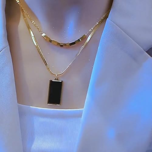 Gold Necklaces for Women Gifts - 14K Gold Plated Necklace for Women Necklaces for Her Tiny Fashion Jewelry for Teens，for Women Friends Jewelry Gifts，Necklace Gold Jewelry Birthday Gifts - style: Double layered square necklace