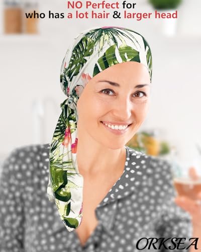 Chemo Headwear for Women Pre-Tied Head Scarf Headwraps Soft Turbans Cancer Hats Chemo Beanie Coverings Scarves - color: Beige Leaves