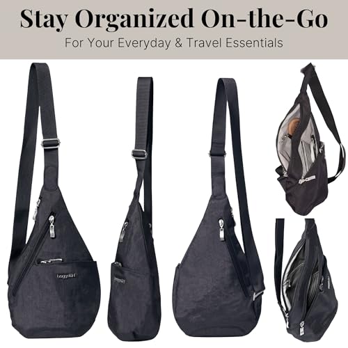 Baggallini Mini Sling - 12x7 Sling Crossbody Bag Backpack with Adjustable Shoulder Strap - color: French Navy