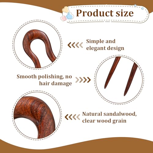 3 Pack Wooden Hair Sticks for Women, U Shaped Hair Fork, French U Shaped Hairpin with Two Prongs Hair Clips, U Shape Hair Forks for Long Hair, Frosted French Hair Pin, Vintage Matte Hair Pins - color: 3 Pcs