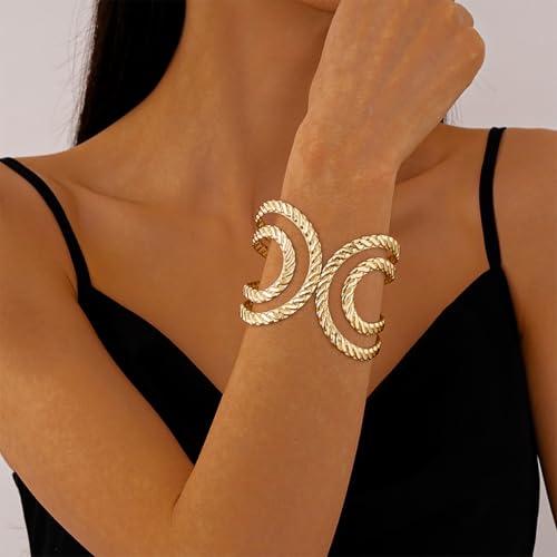 Arm Cuff for Women Gold Upper Arm Bracelet Minimalist Adjustable Cuffs Bangle Punk Dress Jewelry - style: GWrap A