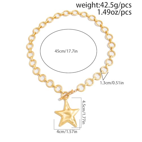 Chunky Necklace for Women Big Star Necklaces for Women Trendy Large Statement Necklace Thick Chain Bold Chunky Jewelry Star Accessories Boho - style: 2 - G