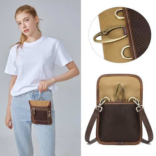 LANNSYNE Full Grain Leather Travel Wallet, Leather Cell Phone Belt Bag, Waist Pack Pouch, Neck Wallet Travel Pouch and Passport Holder for Men and Women Keep Valuables Safe - color: Brown