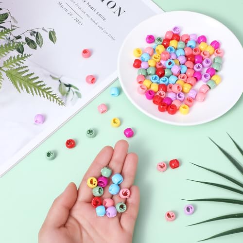 Hair Beads, 100 Pcs Rainbow Mini Hair Clips Braid Clips, Plastic Tiny Hair Claw Clips Cute Candy Colors Hair Decorations Colorful Beads Clip Wear Hair Accessories for Women and Girls (Mixed Colors) - color: Multicolor