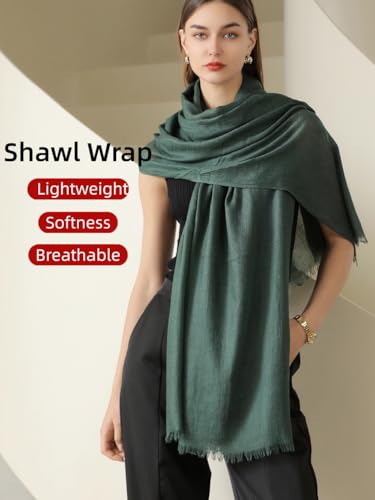 Harewom Lightweight Gauze Linen Feeling Shawl Wraps for Women Beach Summer Scarf for Evening Wedding Dresses - color: Shawl Wraps - Dark Green