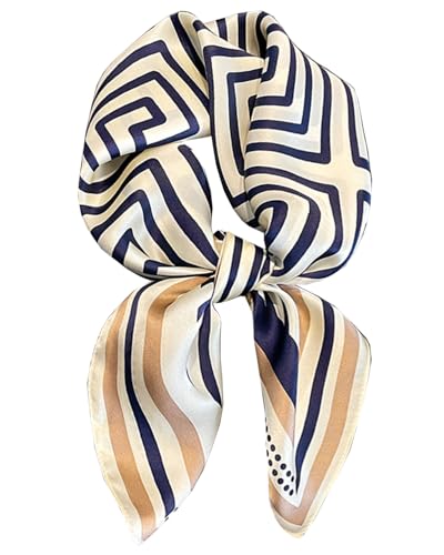 Satin Bandana Headscarf for Women Silky Hair Scarves for Fashion Lightweight - color: 20-blue-gray Striped Pattern