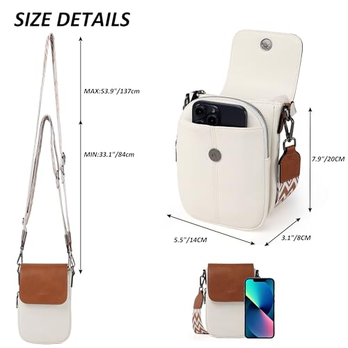 TANTOMI Small Crossbody Bags for Women Trendy, Cell Phone Purses Wallet with 4 Card Slots, Small Purses with Adjustable Strap - color: 00-white