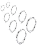 316L Surgical Stainless Steel Huggie Hoop Earrings 6mm 8mm 10mm 11mm 12mm 14mm Hypoallergenic Earrings Hoop Cartilage Helix Lobes Hinged Sleeper Earrings For Men Women - style: "(DIA 6/8/10/12) THK 1.5mm Silver"