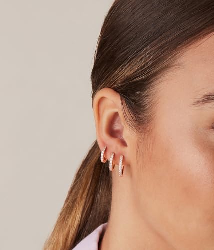 Cocadant 6 Pairs 925 Sterling Silver Small Hoop Earrings for Women,14k Real Gold Hypoallergenic Tiny Cubic Zirconia Cartilage Huggie Earring Sets for Multiple Piercing Trendy Jewelry 8/10/12mm - color: 6 Pairs Rose gold,8mm 10mm 12mm