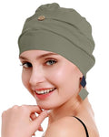 osvyo Cotton Chemo Turbans for Women Cancer Hairloss hat - Cotton Lightweight Headwear Sealed Packaging - color: Cotton Dark Moss