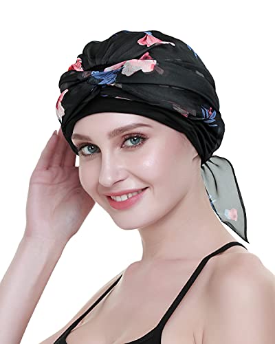 Chemo Headwear Turbans for Women Long Hair Head Scarf Headwraps Cancer Hats - color: Both Burgundy