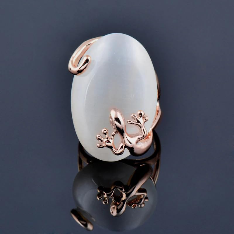 Sdouefos Natural Hetian Jade Ring Rose Gold Vintage Natural Moonstone Rings Antique Boho Ladies Jewelry Elegant Gemstone Wedding Rings 925 Silver Cocktail Party Rings Sizes 6 - size: US 6