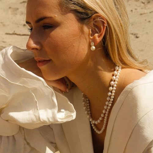 18K Gold Love Knot Stud Earrings for Women Statement Button Pearl Stud Earrings Minimalist Cute Small Post Earring - color: 5.CZ pearl