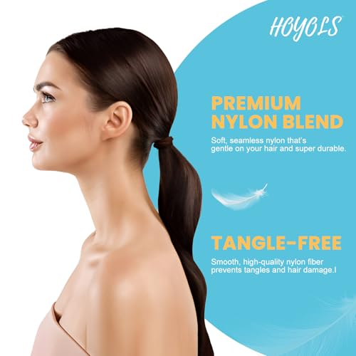 HOYOLS Soft Seamless Hair Ties, Dark Brown Stretch Elastic Ponytail Holders Bands for Women Thick Hair No Slip and Pull No Damage Scrunchies Headbands 100 Pcs (Espresso) - color: Espresso