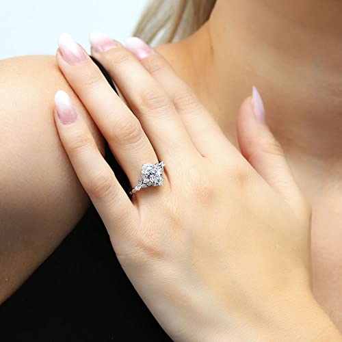 BERRICLE Sterling Silver CZ Halo Wedding Engagement Rings for Women, Oval Cut Cubic Zirconia, 1-3 Piece Sets, Pink/Blue/Clear - style: Halo, Clear