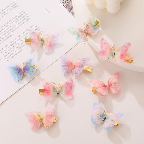 18Pcs Rhinestone Butterfly Hair Clips for Teens Women, Y2K Glitter Hair Jaw Clips, Cute Headwear Gifts for Wedding and Back to School - color: Bight Style