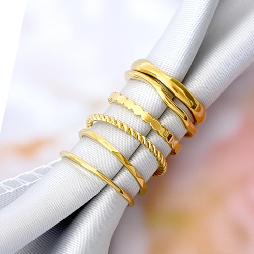 Gold Rings for Women Dainty Stacking Ring Set 18K Gold Plated Thumb Rings Non Tarnish Chunky Thin Gold Jewelry
