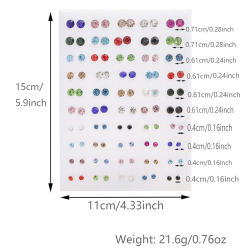 Multi-Color Stud Earrings Set for Women- Several Sizes Colors Rhinestone Faux Pearl Earrings, Daily Wear/Party Jewelry, Hypoallergenic Posts - style: 50 pairs