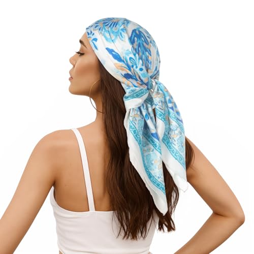 RIIQIICHY Women Head Hair Scarf Like Satin Silk Scarf Sleeping Hair Wrapping Night 27.5" - color: C005