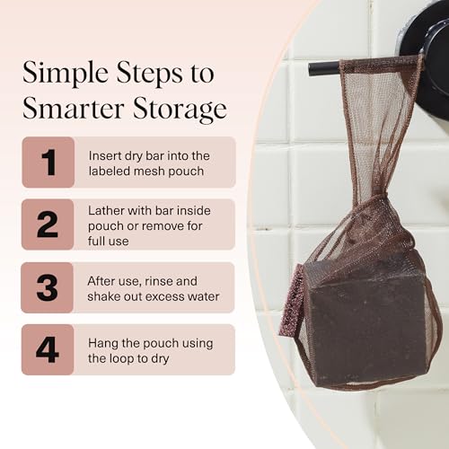 Kitsch Bar Soap Saver Pouch – Patented Mesh Soap Bag for Shampoo and Conditioner Bars, Extends Use & Prevents Soggy Mess, Recycled Beauty Bar Bag, Eco-Friendly - 3pc Set, Blush, Terracotta & Chocolate - color: Blush, Terracotta & Chocolate