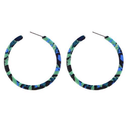 BaubleStar Tortoise Shell Resin Hoop Earrings Fashion Jewelry - color: Green