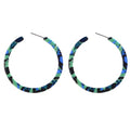 BaubleStar Tortoise Shell Resin Hoop Earrings Fashion Jewelry - color: Green