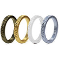 Rinfit Silicone Wedding Ring Sets - Soft, Stackable & Thin Silicone Rings for Her - Womens Rubber Wedding Rings - color: SetA - Bronze, Gold, White & Silver, size: 8