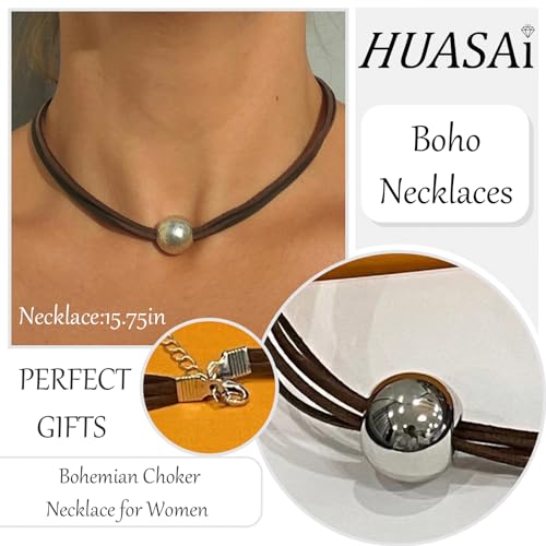 HUASAI Choker Necklace for Women Boho Necklaces Country Concert Outfits for Women Layered Western Choker Necklace Boho Cowgirl Jewelry Accessories Dress - color: Y:Boho Necklace
