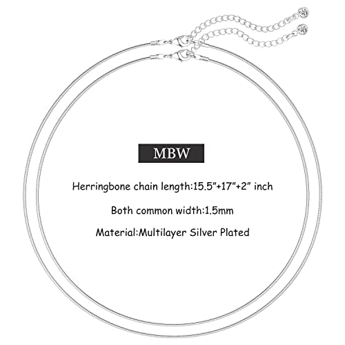MBW Silver Paperclip Chain Necklace for Women,Dainty Sterling Silver Choker Necklaces for Women Trendy Simple Long Chunky Minimalist Waterproof Link Necklace Jewelry Gifts for Women 16/18/20 in - color: Layered snake chain-silver