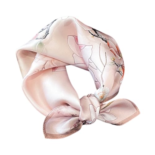 Aufeel Women's 100% Pure Mulberry Silk Small Square Scarf - Neckerchief Women - Silk Headscarf - 21" x 21" - color: Pink 6