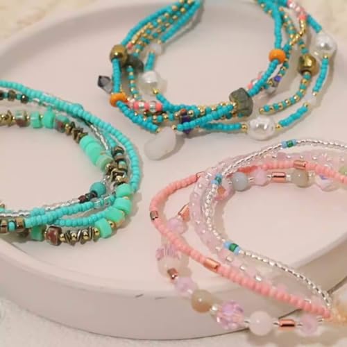 Fuqimanman2020 Boho Braided Beaded Ankle Bracelets Handmade Adjustable Beach Wrap Bracelet Draw String Anklets Bracelets Gifts for Women - color: Turquoise A