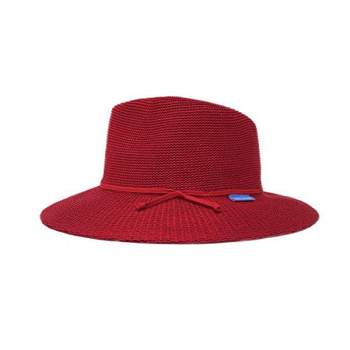 Wallaroo Hat Company Women's Victoria Fedora – UPF 50+ UV Protection, Wide Brim, Packable & Adjustable Sun Hat - color: Cranberry, size: Medium